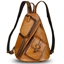 Load image into Gallery viewer, Genuine Leather Large Sling Bag for Men and Women Large Sling Backpack Purse Shoulder Crossbody Chest Bag for Ipad
