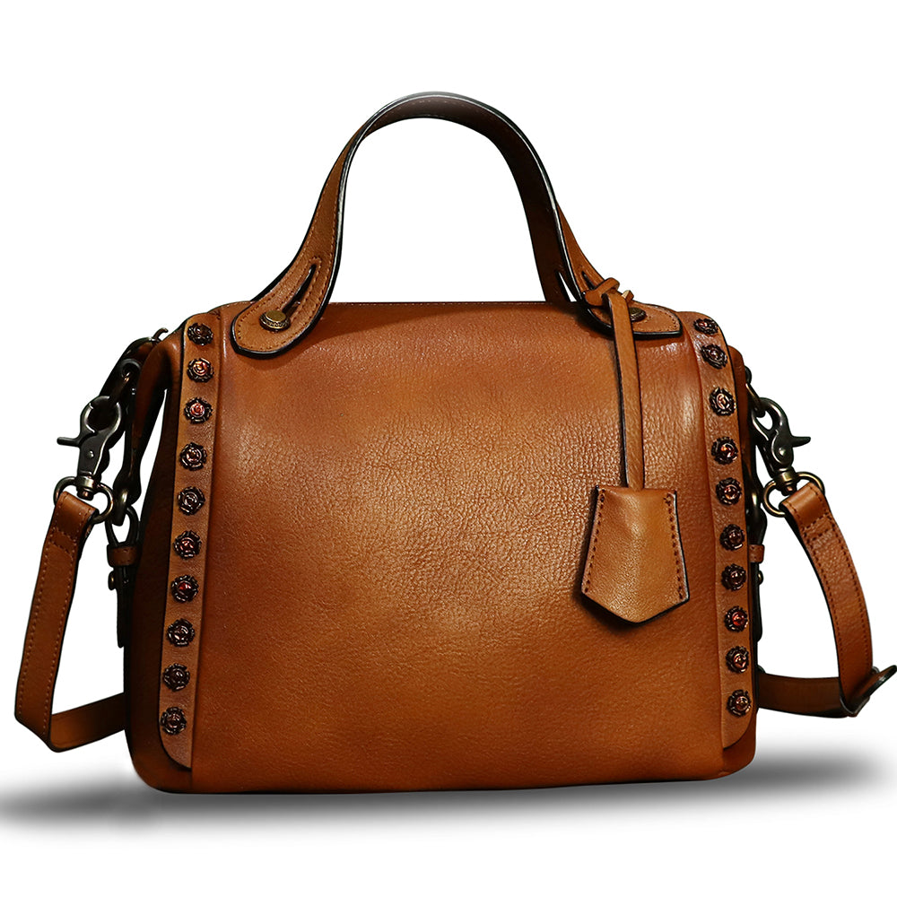 Genuine Leather Purses and Handbags for Women Vintage Handmade Fashion Leather Shoulder Bag Crossbody Satchel with Strap