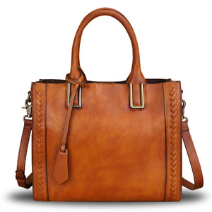 Genuine Leather Satchel Handbag for Women Vintage Handmade Shoulder Bag Cowhide Tote Purse A920