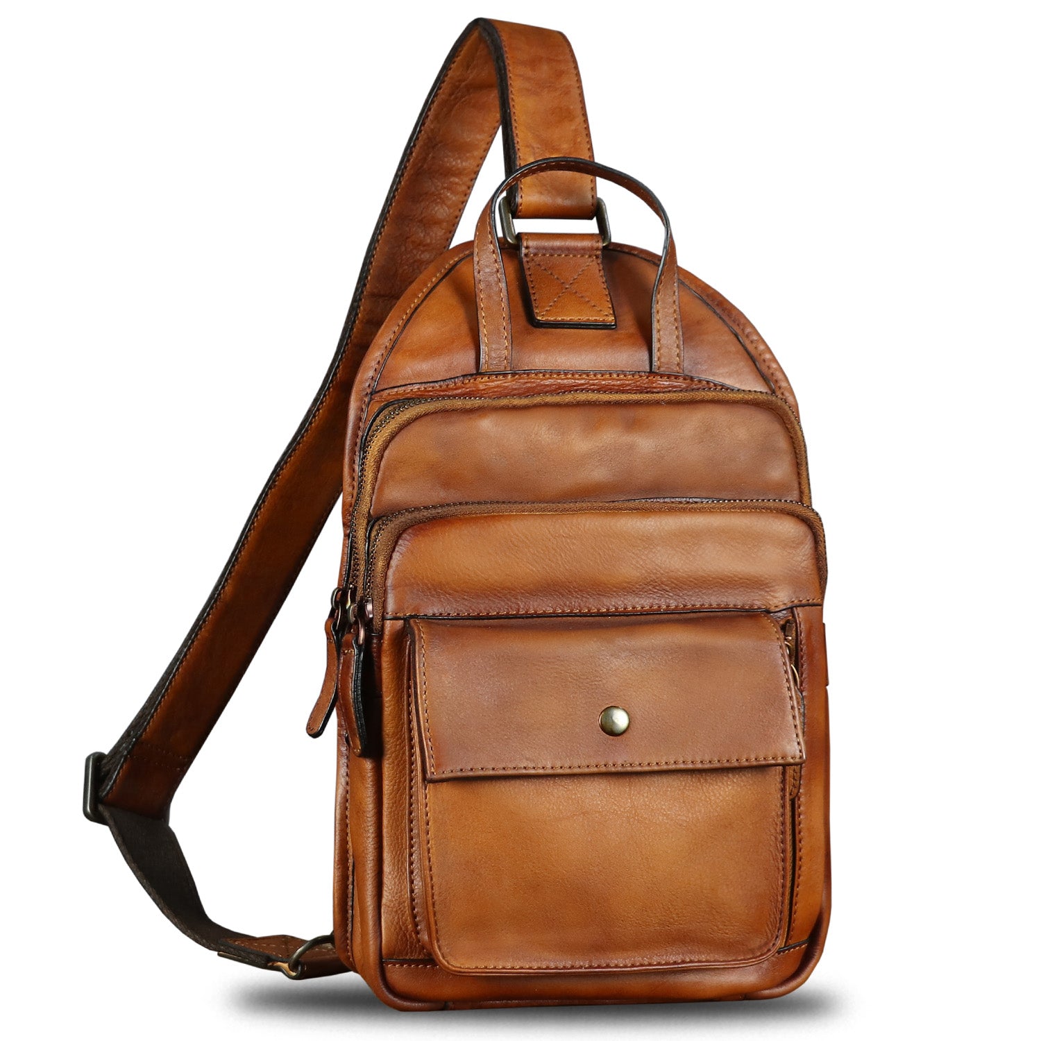 Genuine Leather Sling Bag Hiking Daypack A1351 – IVTG