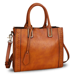 Genuine Leather Satchel Handbag for Women Vintage Handmade Shoulder Bag Cowhide Tote Purse A920