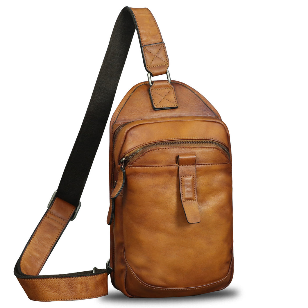 Leather sling outlet backpack