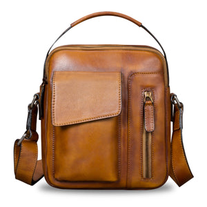 Genuine Leather Messenger Bag for Men Crossbody Shoulder Bag Satchel Casual Sling Daypack Work Business Daypack Purse