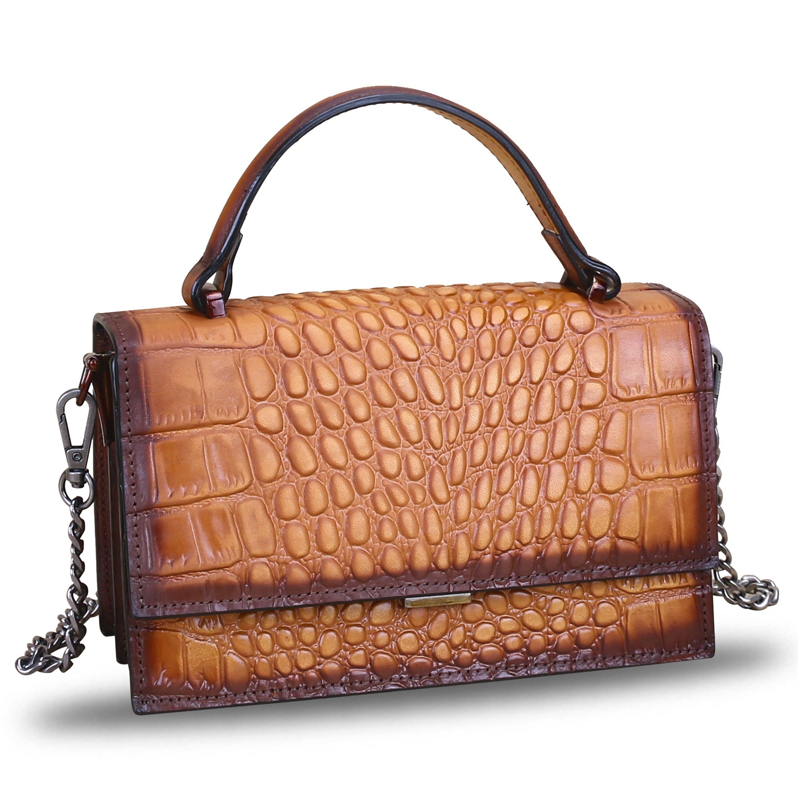 Croc Embossed Genuine Leather Handbags