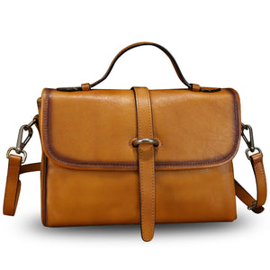 Genuine Leather Satchel Crossbody Bags for Women Handmade Vintage Top Handle Handbags Purse F8407