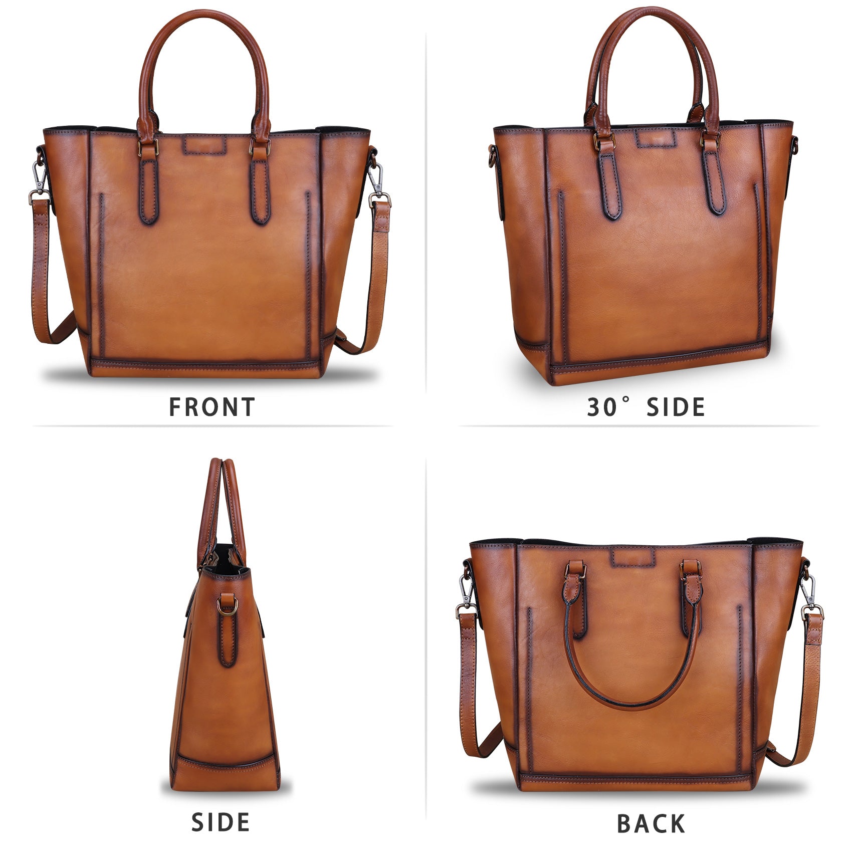 Genuine Leather Handbags for Women Totes Shoulder Bag Satchel LRTO-W0732 Brown