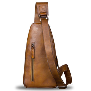 Genuine Leather Sling Bag for Men and Women Chest Shoulder Crossbody Hiking Backpack Vintage Handmade Daypack A510