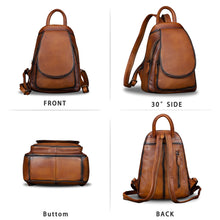 Load image into Gallery viewer, Genuine Leather Backpack for Women Vintage Real Leather Rucksack Fashion Shoulder Knapsack Purse Daypack Bag A358
