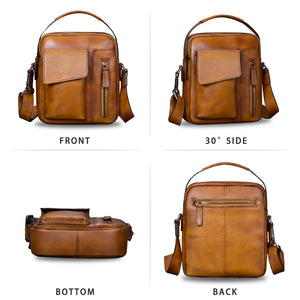 Genuine Leather Messenger Bag for Men Crossbody Shoulder Bag Satchel Casual Sling Daypack Work Business Daypack Purse