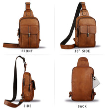 Load image into Gallery viewer, Genuine Leather Sling Bag Casual Shoulder Hiking Backpack Vintage Handmade Crossbody Bag Retro Chest Daypack A1350
