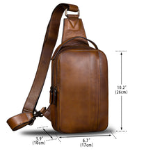 Load image into Gallery viewer, Genuine Leather Sling Bag for Men Vintage Handmade Sling Backpack Shoulder Purse Crossbody Bag Chest Bag A568
