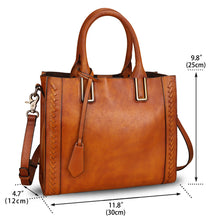 Load image into Gallery viewer, Genuine Leather Satchel Handbag for Women Vintage Handmade Shoulder Bag Cowhide Tote Purse A920
