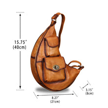 Load image into Gallery viewer, Genuine Leather Large Sling Bag for Men and Women Vintage Real Leather Sling Backpack Shoulder Crossbody Bag Chest Bag W0743
