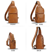 Load image into Gallery viewer, Genuine Leather Sling Bag for Man and Women Crossbody Purse Handmade Retro Shoulder Backpack Vintage Chest Bags LRTO-A853
