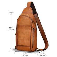 Load image into Gallery viewer, Genuine Leather Sling Bag for Men and Women Handmade Sling Backpack Shoulder Purse Crossbody Bag Chest Bag W0899
