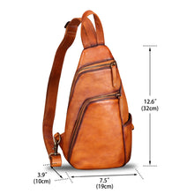 Load image into Gallery viewer, Genuine Leather Silng Bag for Men and Women Vintage Leather Sling Backpack Purse Shoulder Crossbody Bag Chest Bag 0735
