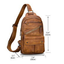 Load image into Gallery viewer, Genuine Leather Sling Bag for Men and Women Vintage Handmade Sling Backpack Shoulder Purse Crossbody Chest Bag W0991
