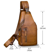 Load image into Gallery viewer, Genuine Leather Sling Bag for Men and Women Chest Shoulder Crossbody Hiking Backpack Vintage Handmade Daypack A510
