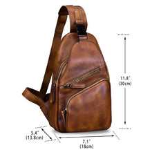 Load image into Gallery viewer, Genuine Leather Sling Bags for Men and Women Chest Shoulder Backpack Handmade Crossbody Motocycle Daypack A536
