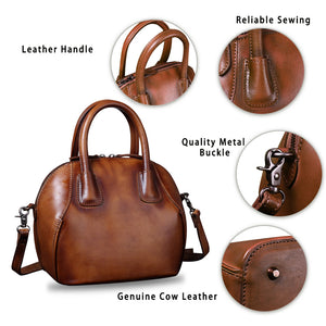 Genuine Leather Handbags for Women Top Handle Satchel Purses Ladies Shoulder Bag Handmade Vintage Crossbody Bag A383