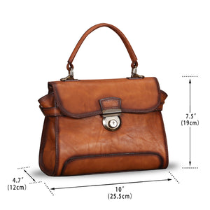 Genuine Leather Purses and Handbags for Women Vintage Real Leather Shoulder Bag Crossbody Purses Satchel Bag with Strap W0749