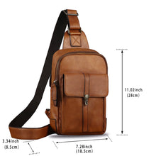 Load image into Gallery viewer, Genuine Leather Sling Bag Casual Shoulder Hiking Backpack Vintage Handmade Crossbody Bag Retro Chest Daypack A1350
