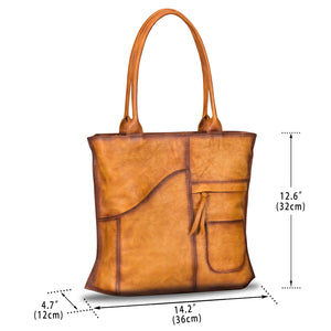 Genuine Leather Shoulder Bag Tote Bag for Women Vintage Real Leather Purses and Handbags Top Handle Satchel Bag W0762