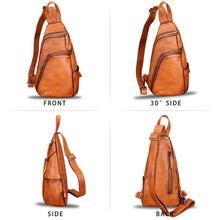 Load image into Gallery viewer, Genuine Leather Silng Bag for Men and Women Vintage Leather Sling Backpack Purse Shoulder Crossbody Bag Chest Bag 0735
