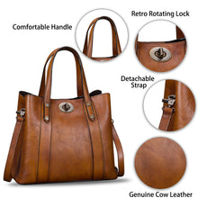 Load image into Gallery viewer, Genuine Leather Handbags for Women Satchel Purses Vintage Handmade Shoulder Bag Cowhide Top Handle Handbag Totes A826
