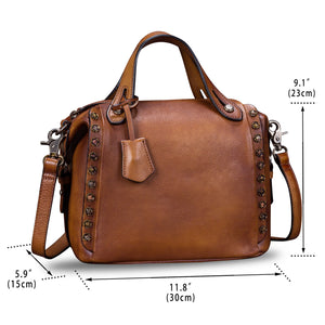 Genuine Leather Purses and Handbags for Women Vintage Handmade Fashion Leather Shoulder Bag Crossbody Satchel with Strap W6568