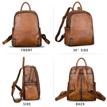 Load image into Gallery viewer, Genuine Leather Backpack for Women Vintage Real Leather Knapsack Purse Rucksack Fashion Daypack Bag High Capacity A327
