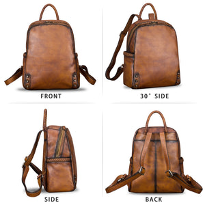 Genuine Leather Backpack for Women Vintage Real Leather Knapsack Purse Rucksack Fashion Daypack Bag High Capacity A327