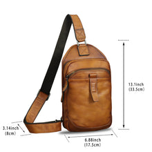 Load image into Gallery viewer, Genuine Leather Silng Bag for Men and Women Retro Leather Sling Backpack Purse Shoulder Crossbody Bag Chest Bag A1339
