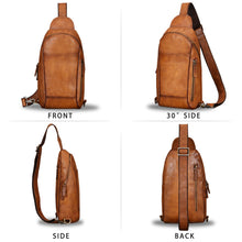 Load image into Gallery viewer, Genuine Leather Sling Bag for Men and Women Handmade Sling Backpack Shoulder Purse Crossbody Bag Chest Bag W0899
