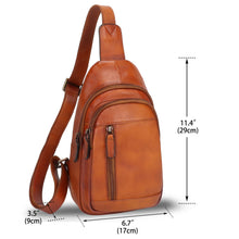 Load image into Gallery viewer, Genuine Leather Sling Bag Chest Shoulder Pack Crossbody Casual Daypack Vintage Handmade Hiking Backpack Motorcycle Bag A571
