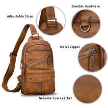 Load image into Gallery viewer, Genuine Leather Sling Bag for Men and Women Vintage Handmade Sling Backpack Shoulder Purse Crossbody Chest Bag W0991
