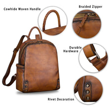 Load image into Gallery viewer, Genuine Leather Backpack for Women Vintage Real Leather Knapsack Purse Rucksack Fashion Daypack Bag High Capacity A327
