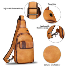 Load image into Gallery viewer, Genuine Leather Sling Bag Hiking Daypack W2029
