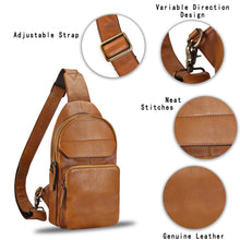 Load image into Gallery viewer, Genuine Leather Sling Bag for Man and Women Crossbody Purse Handmade Retro Shoulder Backpack Vintage Chest Bags LRTO-A853
