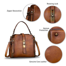 Load image into Gallery viewer, Genuine Leather Crossbody Bags for Women Vintage Handmade Satchel Purses Handbag with Removable Top-Handle Strap A862
