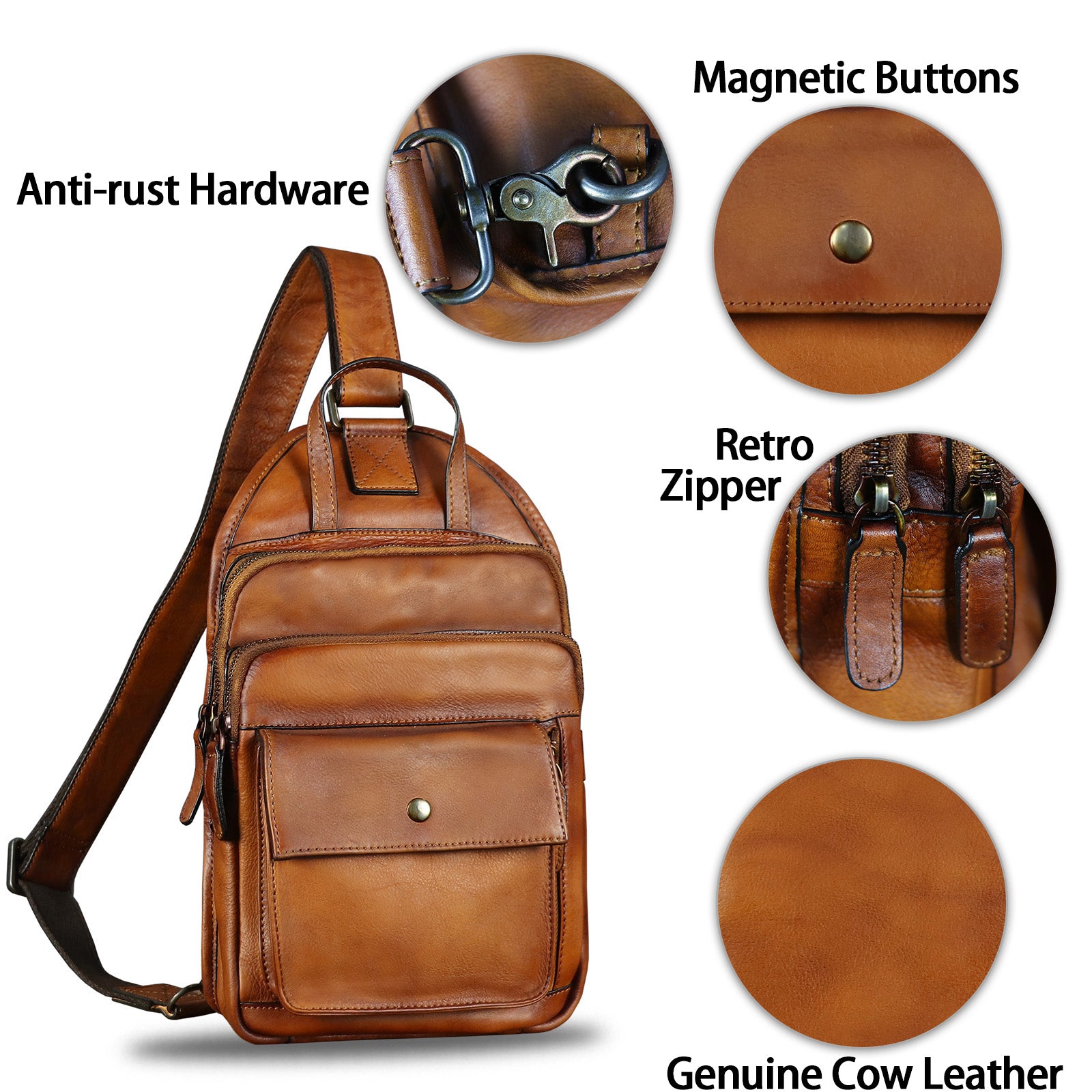 Genuine Brown Mens Leather Sling Bag