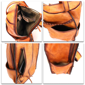 Genuine Leather Sling Bag for Men and Women Vintage Large Sling Backpack Shoulder Crossbody Chest Bag for Ipad W0990