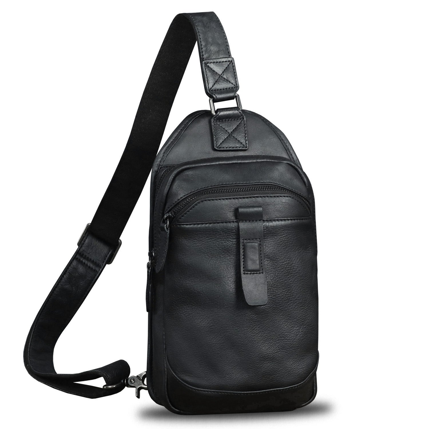 バッグ Rare Zip Leather Sling Bag Genuine Leather Sling Bag for Men Vintage Handmade Crossbody