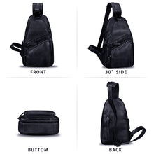 Load image into Gallery viewer, Genuine Leather Sling Bags for Men and Women Chest Shoulder Backpack Handmade Crossbody Motocycle Daypack A536
