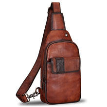 Load image into Gallery viewer, Genuine Leather Sling Bag Hiking Daypack W2029
