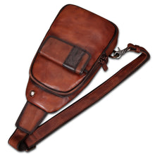 Load image into Gallery viewer, Genuine Leather Sling Bag Hiking Daypack W2029
