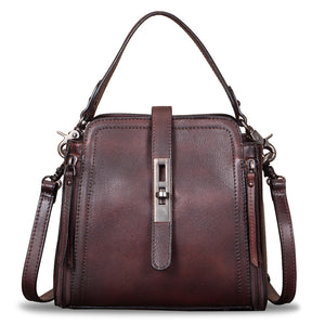 Genuine Leather Crossbody Bags for Women Vintage Handmade Satchel Purses Handbag with Removable Top-Handle Strap A862