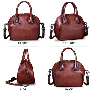 Genuine Leather Handbags for Women Top Handle Satchel Purses Ladies Shoulder Bag Handmade Vintage Crossbody Bag A383