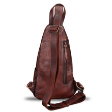 Load image into Gallery viewer, Genuine Leather Silng Bag for Men and Women Vintage Leather Sling Backpack Purse Shoulder Crossbody Bag Chest Bag 0735
