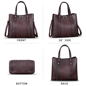 Genuine Leather Handbags for Women Satchel Purses Vintage Handmade Shoulder Bag Cowhide Top Handle Handbag Totes A826